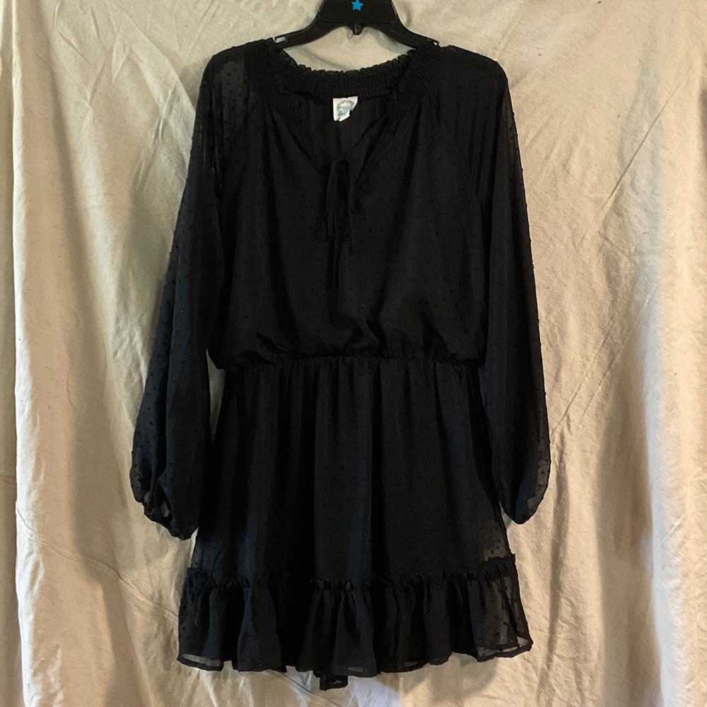 Blue Rain Black Textured Dress